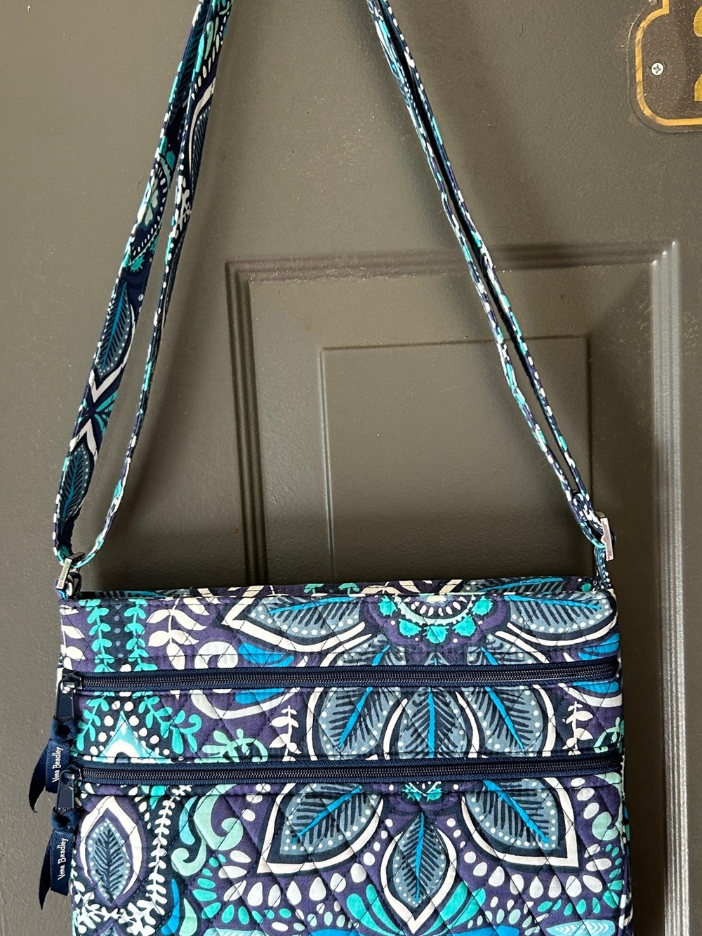 Vera Bradley Teal & Navy Quilted Floral Crossbody